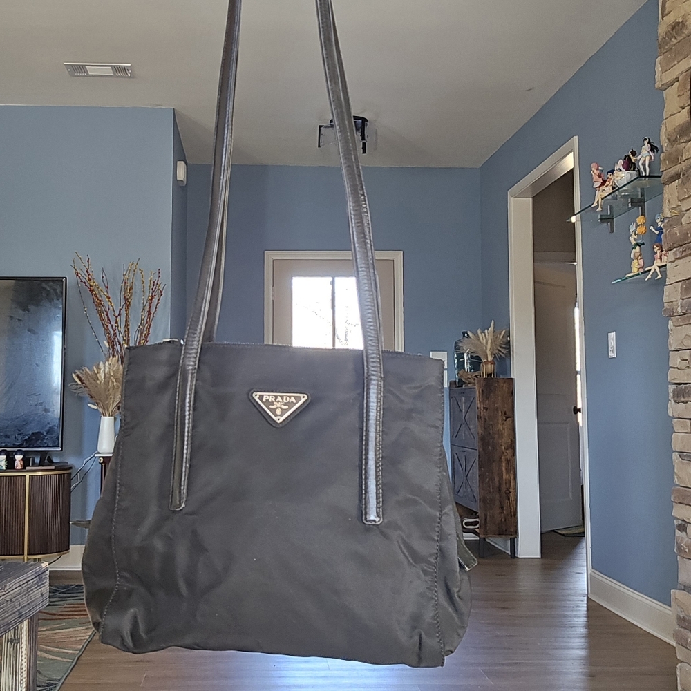 Prada Elegant Black Nylon Shoulder Bag